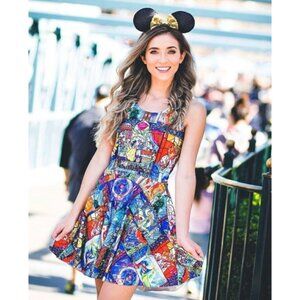 Beauty And The Beast Stained Glass Skater Dress Size Medium Belle Disney Parks